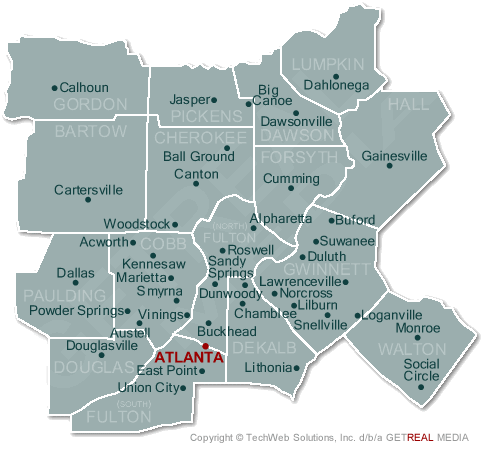 Metro Atlanta Cities and Counties Map